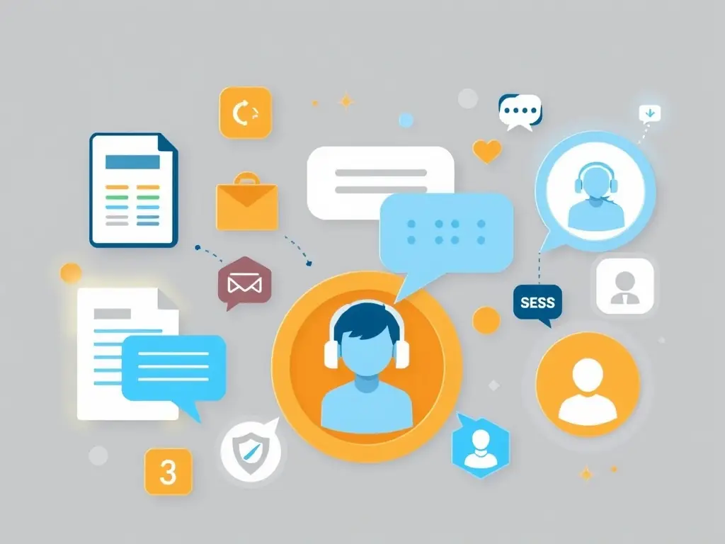 A collage of images showcasing various support resources available to Tidy Corp tradespeople, such as training materials, customer service assistance, and community forums.